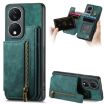 For Honor X7b Retro Leather Zipper Wallet Back Phone Case Green - 1