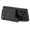 For Honor X7a Retro Leather Zipper Wallet Back Phone Case - Black - 3