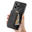 For Honor X6a Retro Leather Zipper Wallet Back Phone Case - Black - 6
