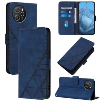Blackview Shark 8 Crossbody 3D Embossed Flip Leather Phone Case Blue - 1