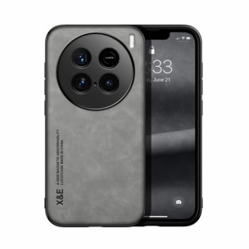 vivo X100 Ultra Magnetic Leather Back Phone Case - Light Grey - 1