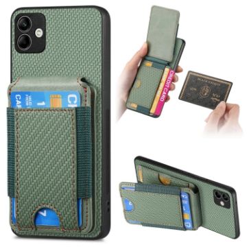 Samsung Galaxy M53 5G Carbon Fiber Wallet Stand Phone Case Green - 1