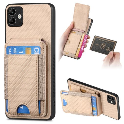 Samsung Galaxy M32 4G Carbon Fiber Wallet Stand Phone Case - 1