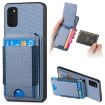 Samsung Galaxy A41 Carbon Fiber Vertical Flip Wallet Stand Phone Case Blue - 1