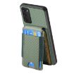 Samsung Galaxy A21s Carbon Fiber Vertical Flip Wallet Stand Phone Case Green - 3