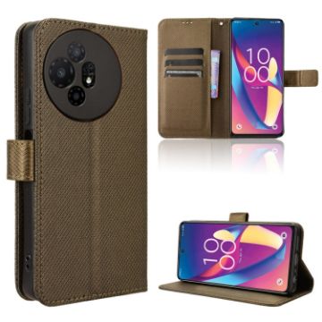 TCL 50 XL 5G Brown Leather Phone Case - Diamond Texture - 1