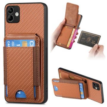 Samsung Galaxy A22 5G Carbon Fiber Wallet Stand Phone Case - 1