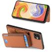 Samsung Galaxy A12 5G Carbon Fiber Wallet Stand Case - Brown - 5