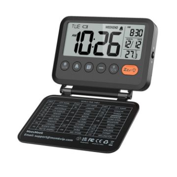 Portable Folding Travel Bedroom Electronic Alarm Clock - Black - 1