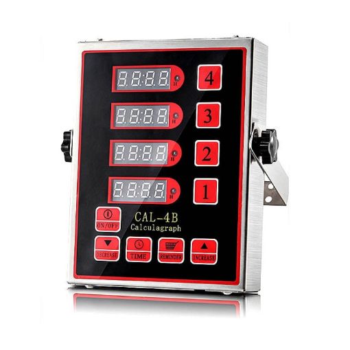 4 Channel Commercial Kitchen Timer - Loud Alarm - UK Plug (Red) - 1