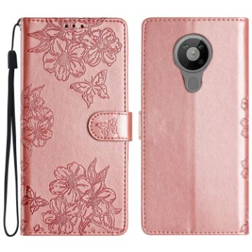 Nokia 5.4 Cherry Blossom Butterfly Phone Case - Rose Gold - 1