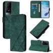 TCL 50 XE 5G Green Leather Phone Case - 3D Embossed Flip Crossbody - 1