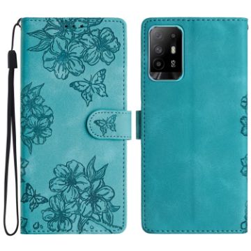OPPO A94 5G Cherry Blossom Butterfly Phone Case (Green) - 1