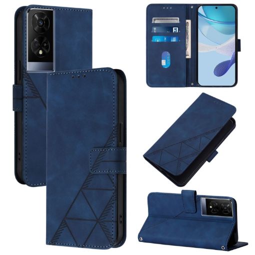 TCL 50 XE 5G Crossbody 3D Embossed Flip Leather Phone Case Blue - 1