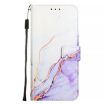 ZTE Blade A73 5G PT003 Marble Pattern Flip Leather Phone Case - White Purple - 3
