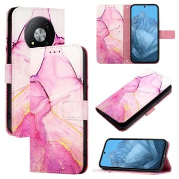 ZTE Blade A73 5G PT003 Marble Pattern Flip Leather Phone Case - Pink Purple Gold - 1