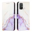 ZTE Blade A52 PT003 Marble Pattern Flip Leather Phone Case White Purple - 2