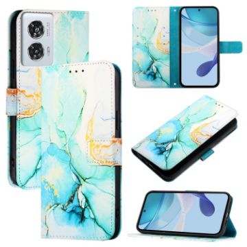 Motorola Edge 50 Fusion PT003 Green Marble Pattern Flip Leather Phone Case - 1