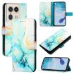 Motorola Edge 50 Ultra PT003 Green Marble Pattern Flip Leather Phone Case - 1