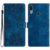 Motorola Moto E6 Plus Cherry Blossom Butterfly PU Phone Case (Blue) - 1