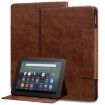 Cat Buckle Leather Case for Kindle Fire HD 8 2022 - Brown - 1