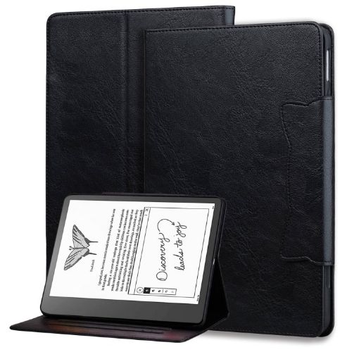 Black Leather Tablet Case for Amazon Kindle Scribe 10.2 inch 2022 - 1