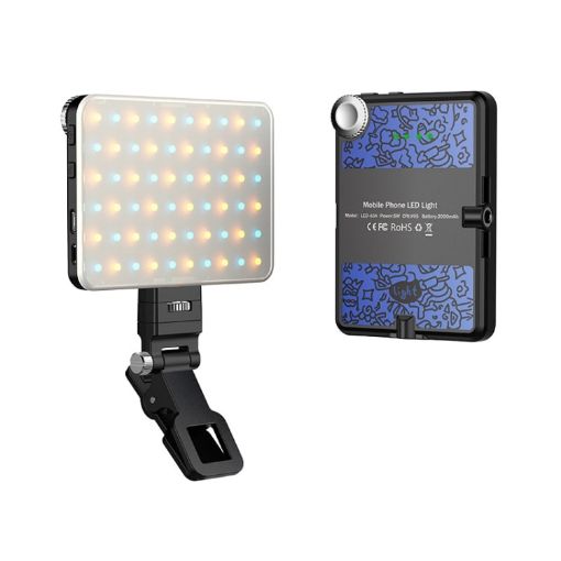 Rechargeable Clip Fill Light with 60 LEDs - 3 Light Modes - Blue - 1