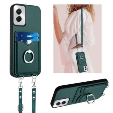 Motorola Moto G Power 5G 2024 R20 Crossbody Rope Ring Card Holder Phone Case Green - 1