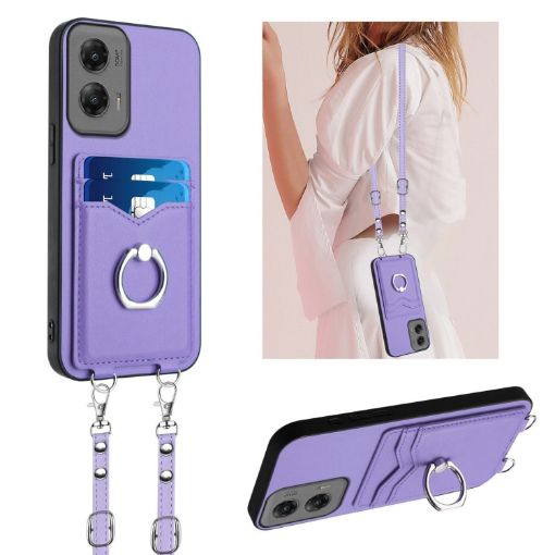 Motorola Moto G Stylus 5G 2024 R20 Crossbody Rope Ring Card Holder Phone Case - 1