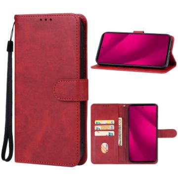 T-Mobile Revvl 7 Pro 5G Leather Phone Case - Red - 1