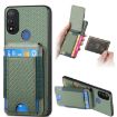 Motorola Moto E20/E30 Carbon Fiber Wallet Stand Case - Green - 1