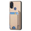 Motorola Moto E20/E30 Carbon Fiber Wallet Stand Phone Case - Khaki - 2