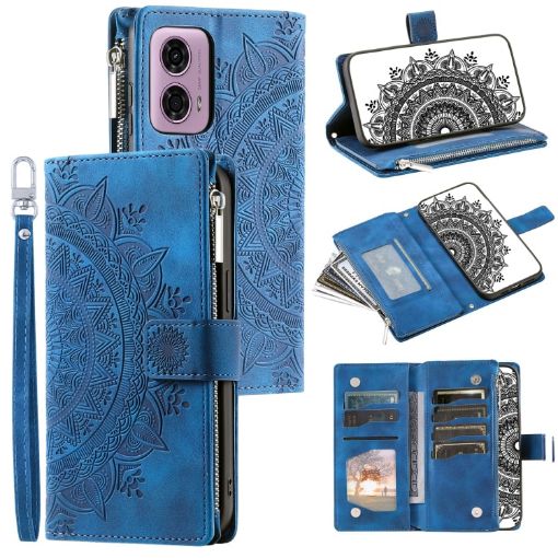 Motorola Edge 50 Fusion Blue Leather Phone Case - 1