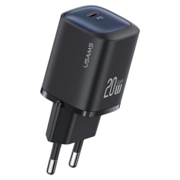 USAMS CC248 20W USB-C/Type-C GaN Fast Charger EU Plug Black - 1
