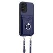 Samsung Galaxy A13 4G R20 Crossbody Rope Ring Card Holder Phone Case Blue - 2