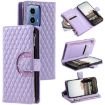 Motorola Moto G85 Glitter Lattice Zipper Wallet Leather Phone Case - Purple - 1