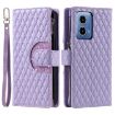 Motorola Moto G85 Glitter Lattice Zipper Wallet Leather Phone Case - Purple - 3