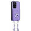 For Honor 200 Lite Global R20 Crossbody Rope Ring Card Holder Phone Case Purple - 2