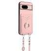 Google Pixel 8a R20 Crossbody Rope Ring Card Holder Phone Case (Pink) - 2