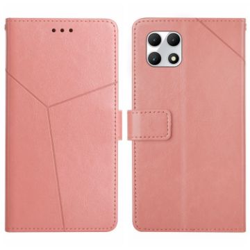 T-Mobile REVVL 7 5G Pink Flip Leather Phone Case - Y-shaped Pattern - 1