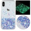 iPhone XS Max Transparent Frame Noctilucent Glitter Powder TPU Phone Case Purple - 1