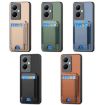 Vivo S16/V27 Carbon Fiber Wallet Stand Phone Case - Khaki - 6