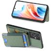 OPPO Find X5 Carbon Fiber Wallet Stand Phone Case - Green - 5