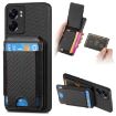 OPPO A57 5G Carbon Fiber Vertical Flip Wallet Stand Phone Case - Black - 1