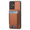 OPPO A53/A53S Carbon Fiber Wallet Stand Phone Case - Brown - 2