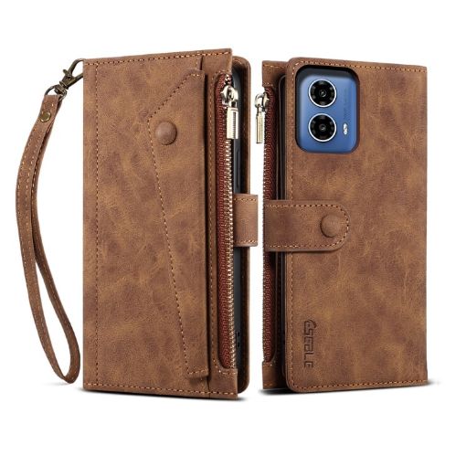 Motorola Moto G85 Retro Frosted Leather Phone Case - Brown - 1