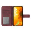 Motorola Moto E14 HT04 Sun Flower Embossed Leather Phone Case - Wine Red - 3
