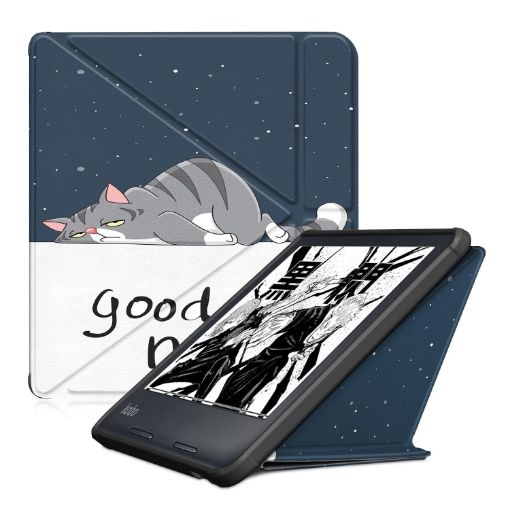 Kobo Libra Colour 2024 TPU Leather Smart Tablet Case - Lazy Cat - 1