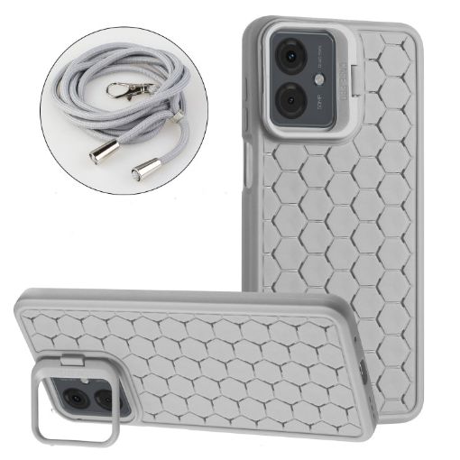 Motorola Moto G14 Honeycomb Radiating Holder TPU Phone Case - Grey - 1