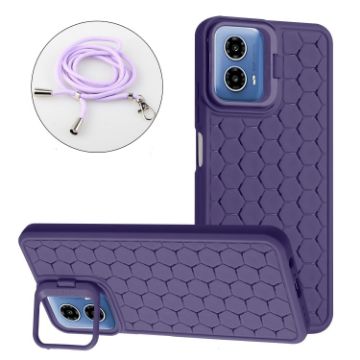 Motorola Moto G34 Purple TPU Phone Case with Lanyard - 1